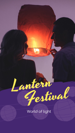 Lantern Festival with Couple with Sky Lantern Instagram Story Design Template