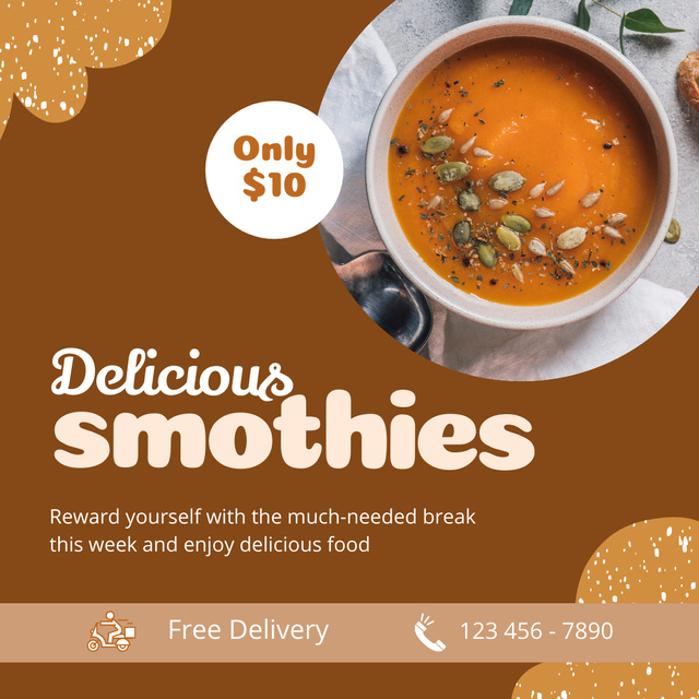 Designvorlage Delicious Soups and Smoothies für Instagram