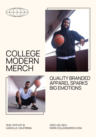 College Apparel and Merchandise Poster Tasarım Şablonu