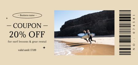 Surfing Lessons and Equipment Offer Coupon Din Large Design Template