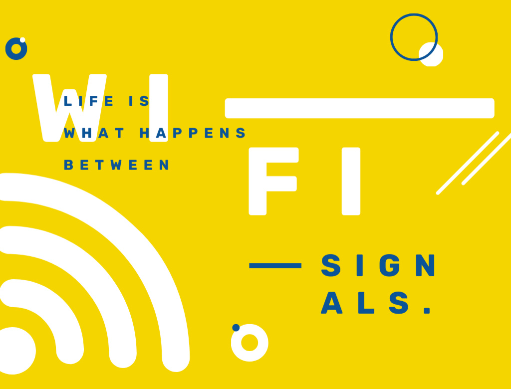 Wi-Fi Technology Sign In Yellow Background Postcard 4.2x5.5in Šablona návrhu