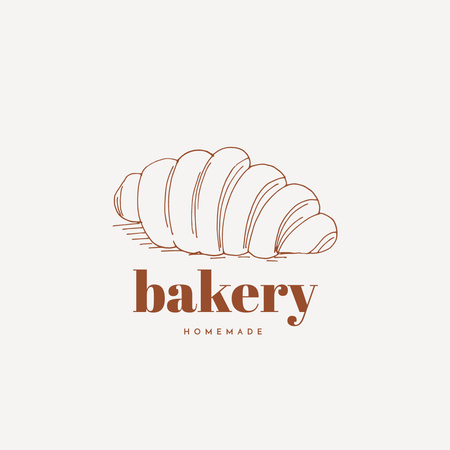 Bakery Emblem with Homemade Croissant Illustration Un White Logo – шаблон для дизайну