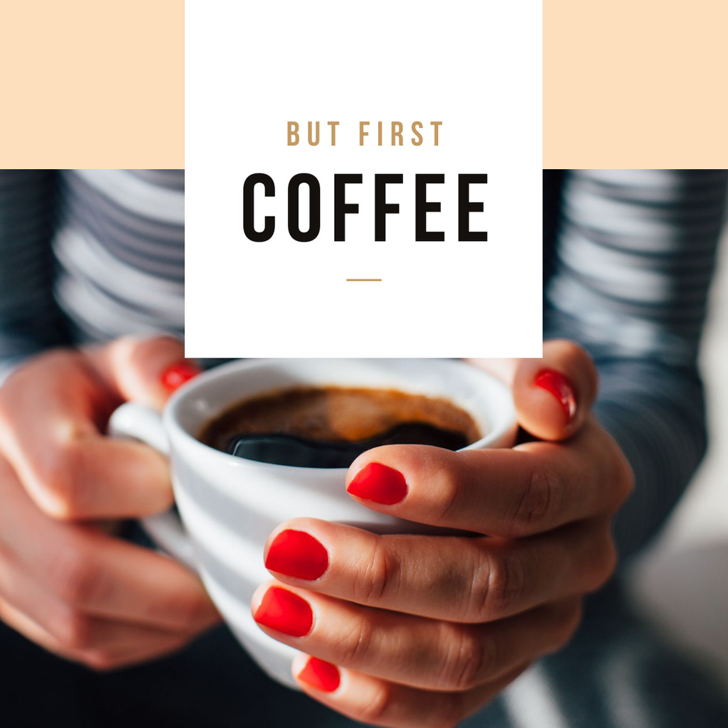 Woman holding Cup of Coffee Instagram – шаблон для дизайна