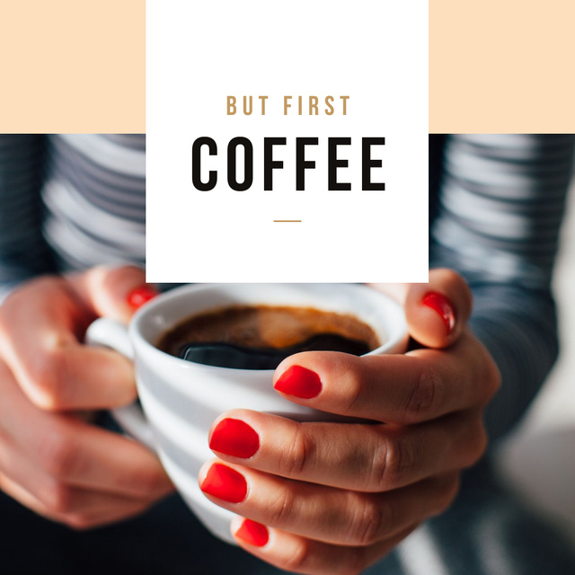Woman holding Cup of Coffee Instagram – шаблон для дизайну