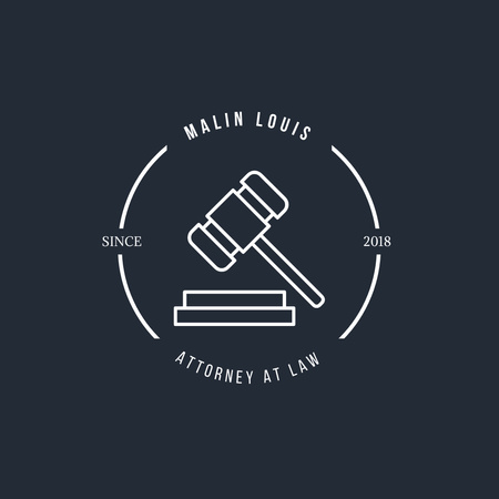 Designvorlage Werbung für Anwaltskanzlei mit Hammer für Logo