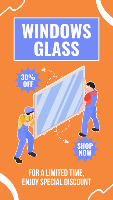 Designvorlage Finest Glass Windows Craft With Discounts Offer für Instagram Story