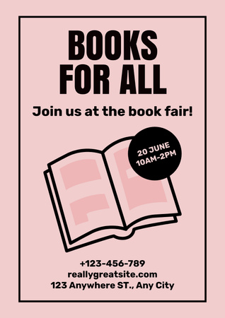 Template di design Simple Pink Ad of Book Fair Poster