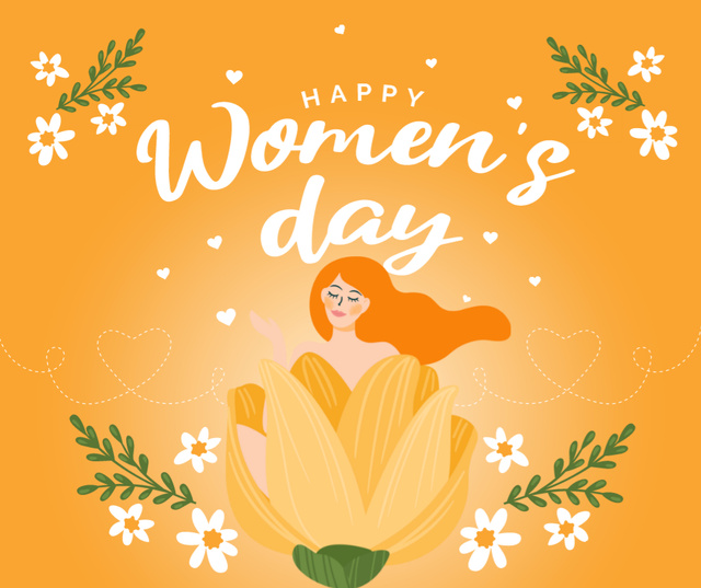 Platilla de diseño Beautiful Woman in Flower on Women's Day Facebook