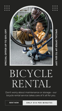 Különleges kerékpárkölcsönzési ajánlat Instagram Story tervezősablon