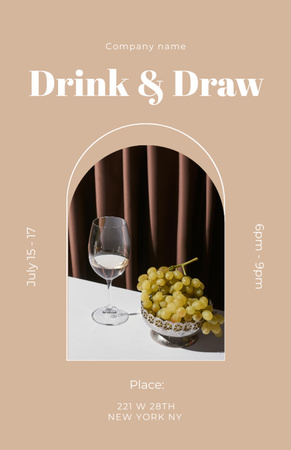 Drink And Draw Party Ad Invitation 5.5x8.5in Modelo de Design
