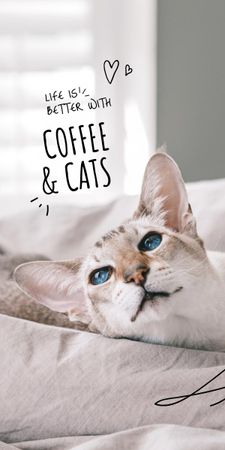 Ontwerpsjabloon van Graphic van kat met ochtendkoffie