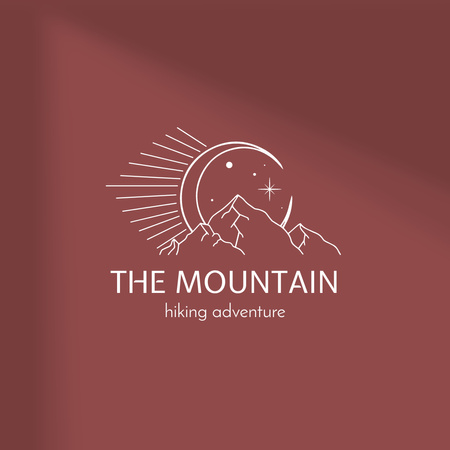 Plantilla de diseño de Offer of Hiking Adventure With Mountains And Moon Logo 1080x1080px 