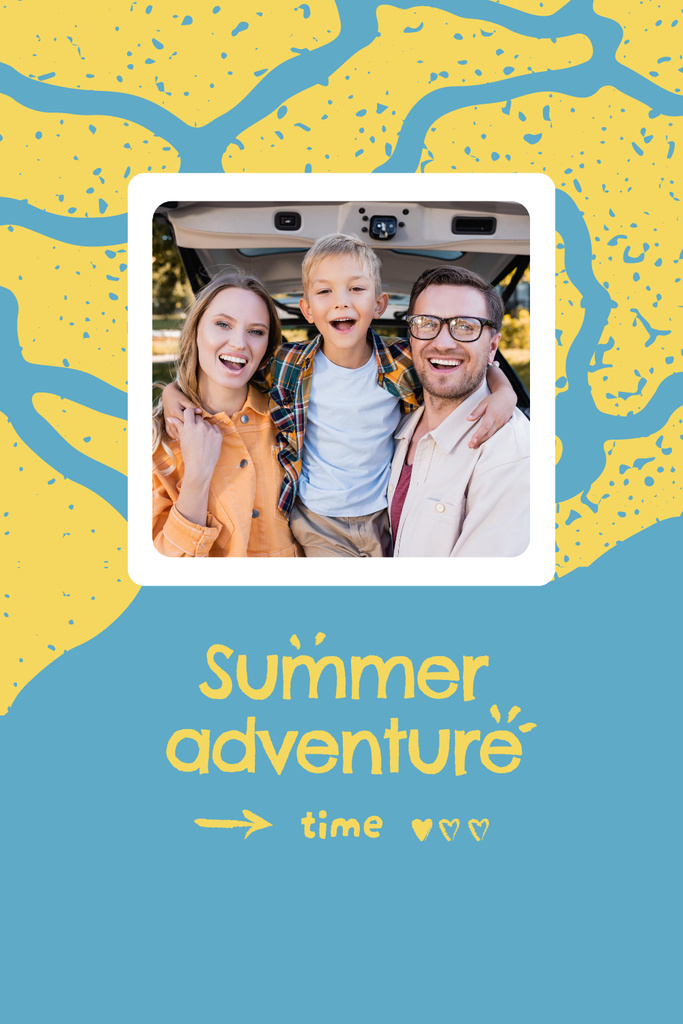 Summer Inspiration with Happy Family in Sea Pinterest Design Template