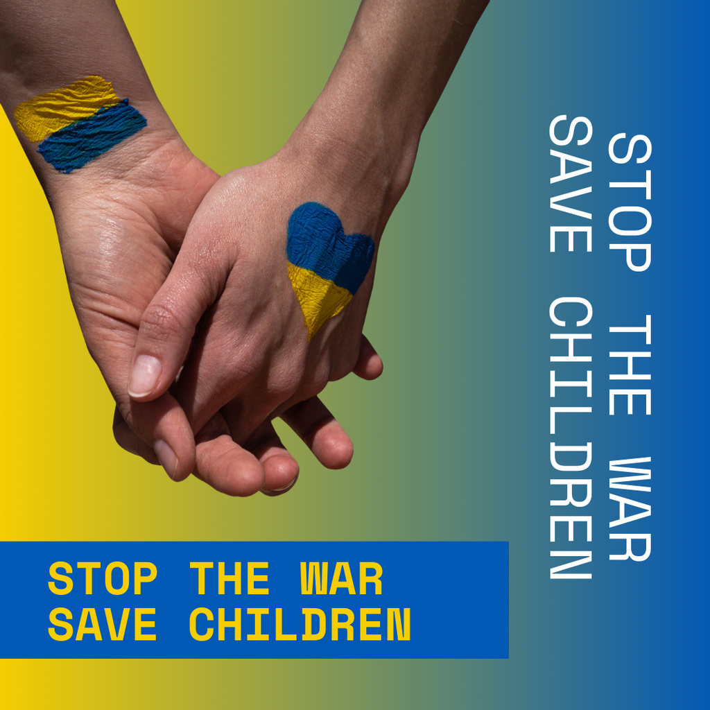 Ontwerpsjabloon van Instagram van Stop The War and Save Children