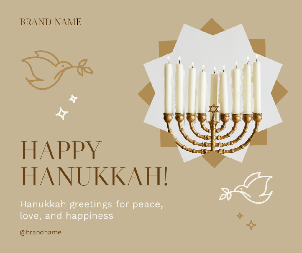 Designvorlage Hanukkah Festival Greeting with Menorah für Facebook