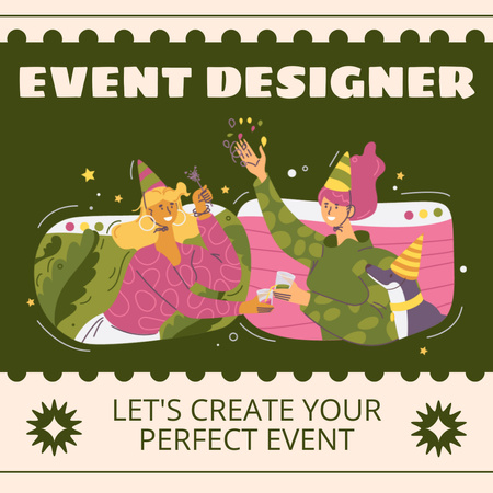 Designvorlage Eventdesign-Dienstleistungen mit Frauen und Hunden für Instagram AD