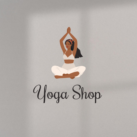 Yoga Shop Ad s ženou, která dělá cvičení Logo Šablona návrhu