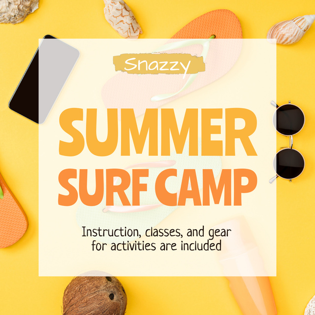 Summer Surf Camp Ads Animated Post Design Template