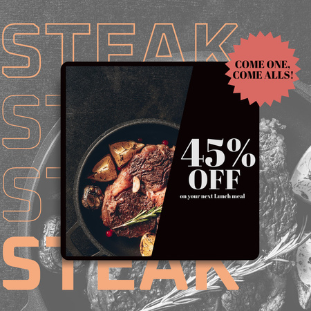 Tasty Steak Offer Instagram Design Template