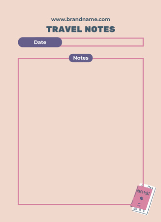 Simple Trip Planner with Diary Notepad 4x5.5in Design Template