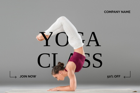 Woman in Handstand Doing Yoga Label Design Template