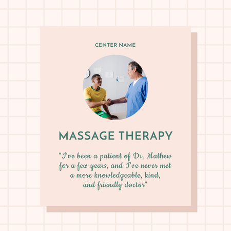 Designvorlage Rezension über Massagetherapie für Instagram