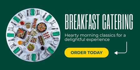 Sabah İkram Teklifi Çeşitli Kahvaltı Twitter Tasarım Şablonu