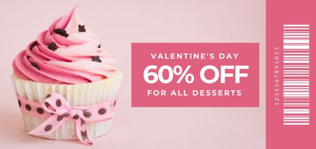 Platilla de diseño Valentine's Day Discount Offer on All Desserts with Cupcake Coupon Din Large