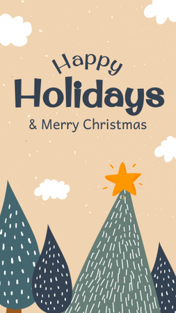 Christmas And New Year Holidays Greeting With Illustration Instagram Story Design Template