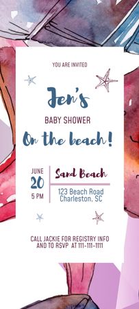 Baby Shower Party Announcement Invitation 9.5x21cm Design Template