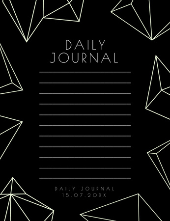 Platilla de diseño Daily Journal with Triangles on Black Notepad 107x139mm