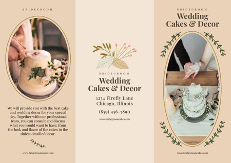Esküvői torták és dekorációs ajánlatok Brochure tervezősablon