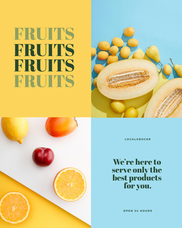 Local Grocery Shop Ad with Fruits Poster 16x20in Design Template