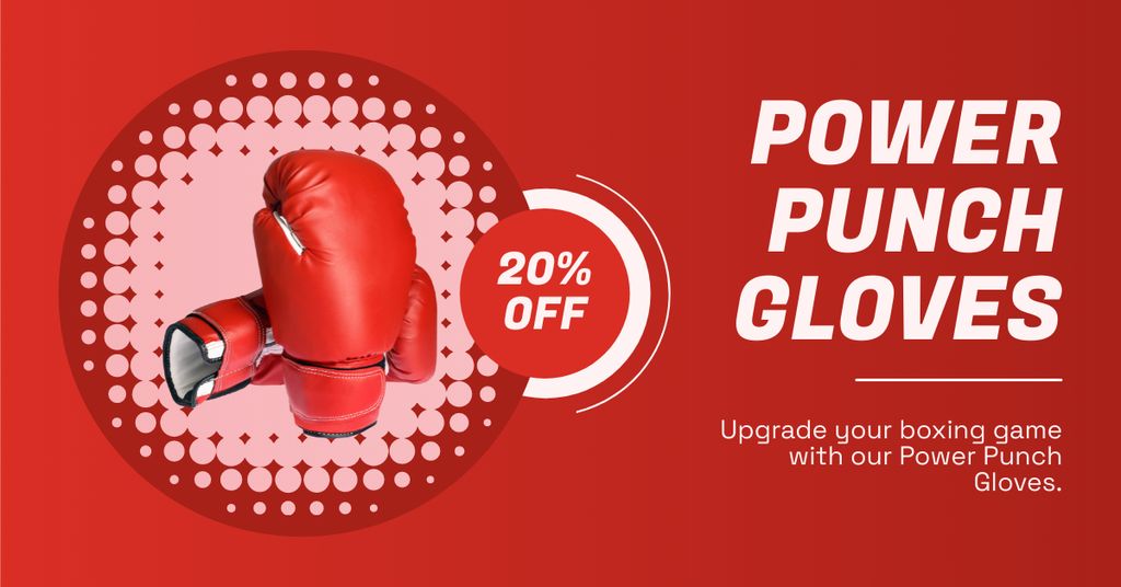 Discount Offer on Boxing Gloves Sale Facebook AD tervezősablon