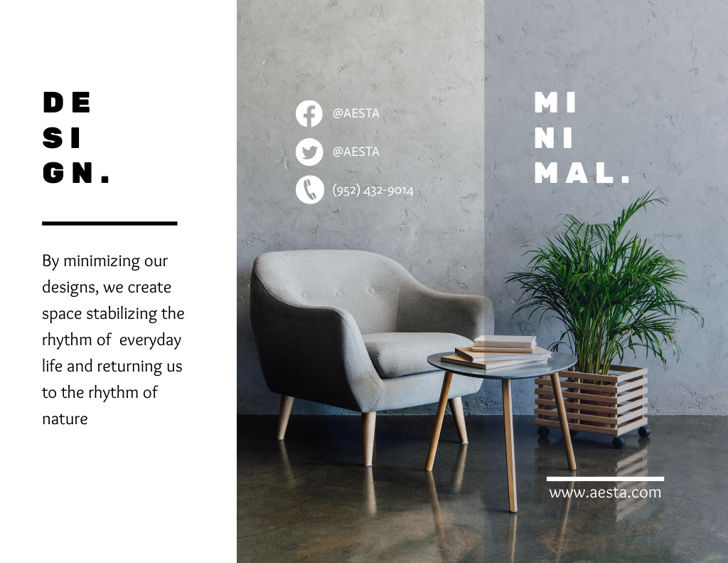 Minimalistic Home Interior Offer Brochure 8.5x11in – шаблон для дизайна