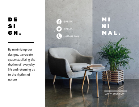 Designvorlage minimalistisches home interior angebot für Brochure 8.5x11in