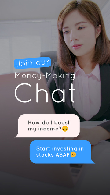 Designvorlage Money Making Chat Promotion With Investing Tips für Instagram Video Story