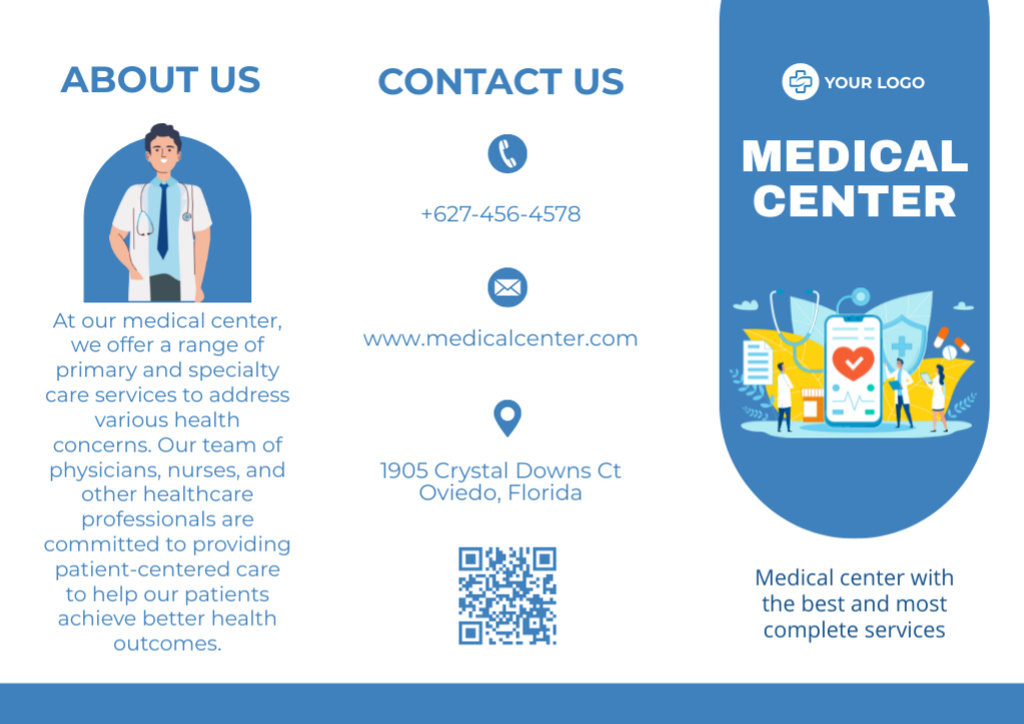 Offer of Services of Professional Doctors in Medical Center Brochure Tasarım Şablonu