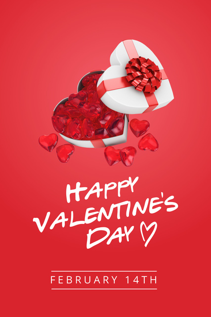 Happy Valentine's Day Greeting with Red Roses Pinterest Design Template