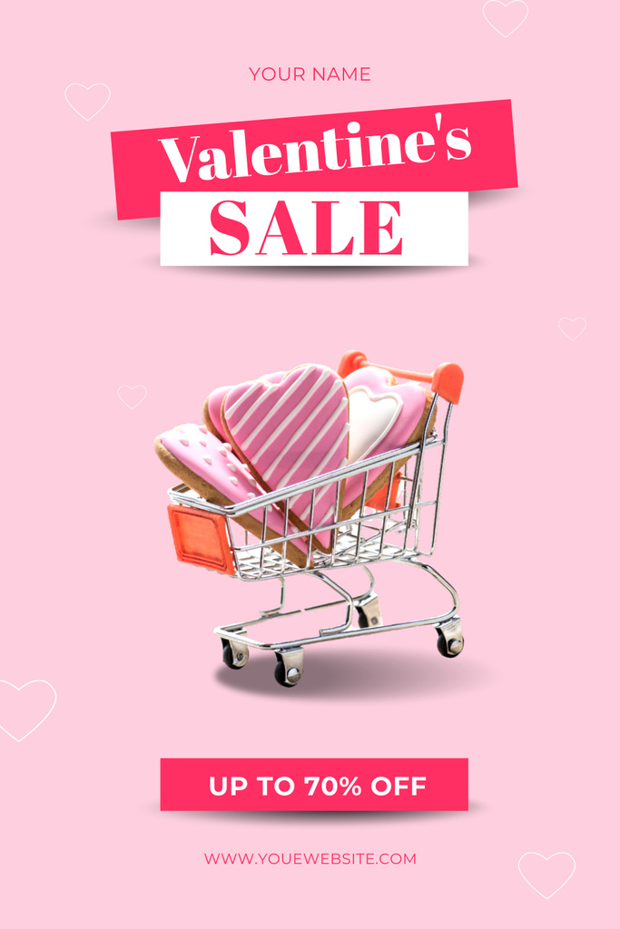 Valentine's Day Sale Announcement with Appetizing Cookies Pinterest Modelo de Design