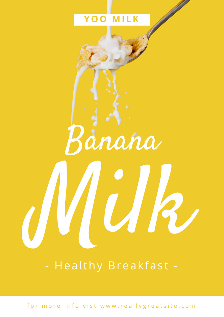 Healthy Breakfast Offer on Yellow Poster Tasarım Şablonu