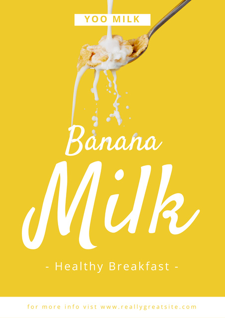 Healthy Breakfast Offer on Yellow Poster Tasarım Şablonu