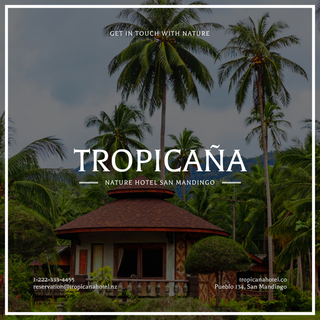 Designvorlage Eco Travel Offer with Exotic Landscape and House für Instagram
