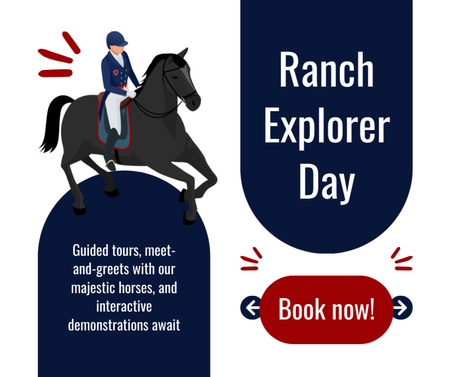 Plantilla de diseño de Ranch Explorer dice con recorridos y demostraciones Facebook 