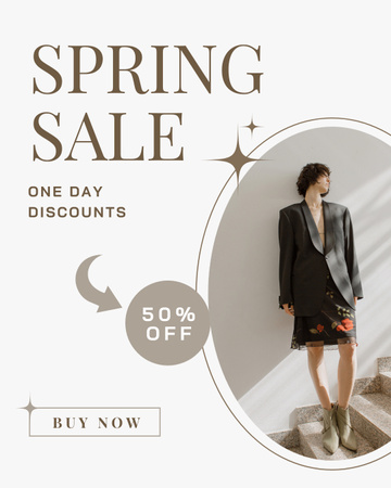 Spring Sale with Stylish Young Model Instagram Post Vertical Design Template