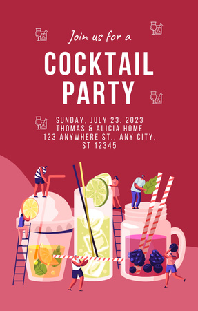 Festa de bebidas de verão Invitation 4.6x7.2in Modelo de Design