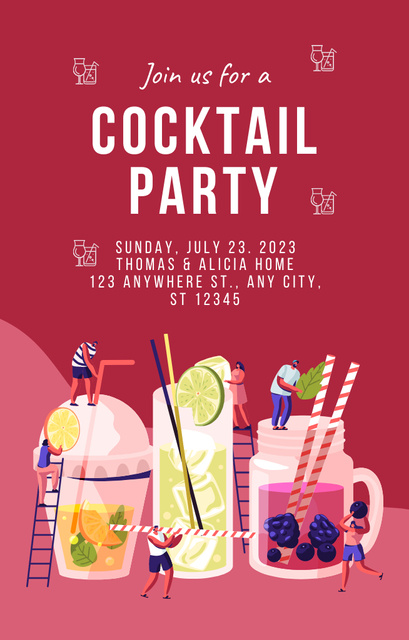 Summer Beverages Party Invitation 4.6x7.2in Šablona návrhu