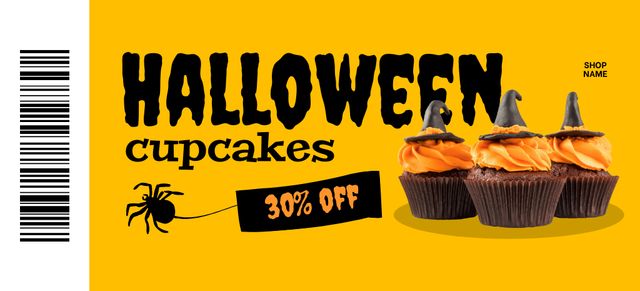 Halloween Offer of Cupcakes Coupon 3.75x8.25in Design Template