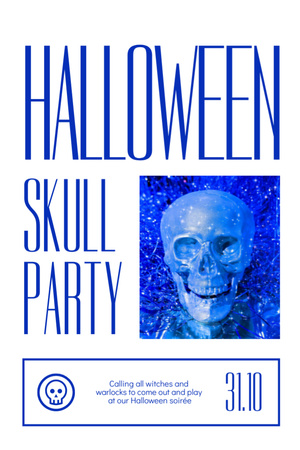 Whimsical Halloween Skull Party In White Flyer 4x6inデザインテンプレート