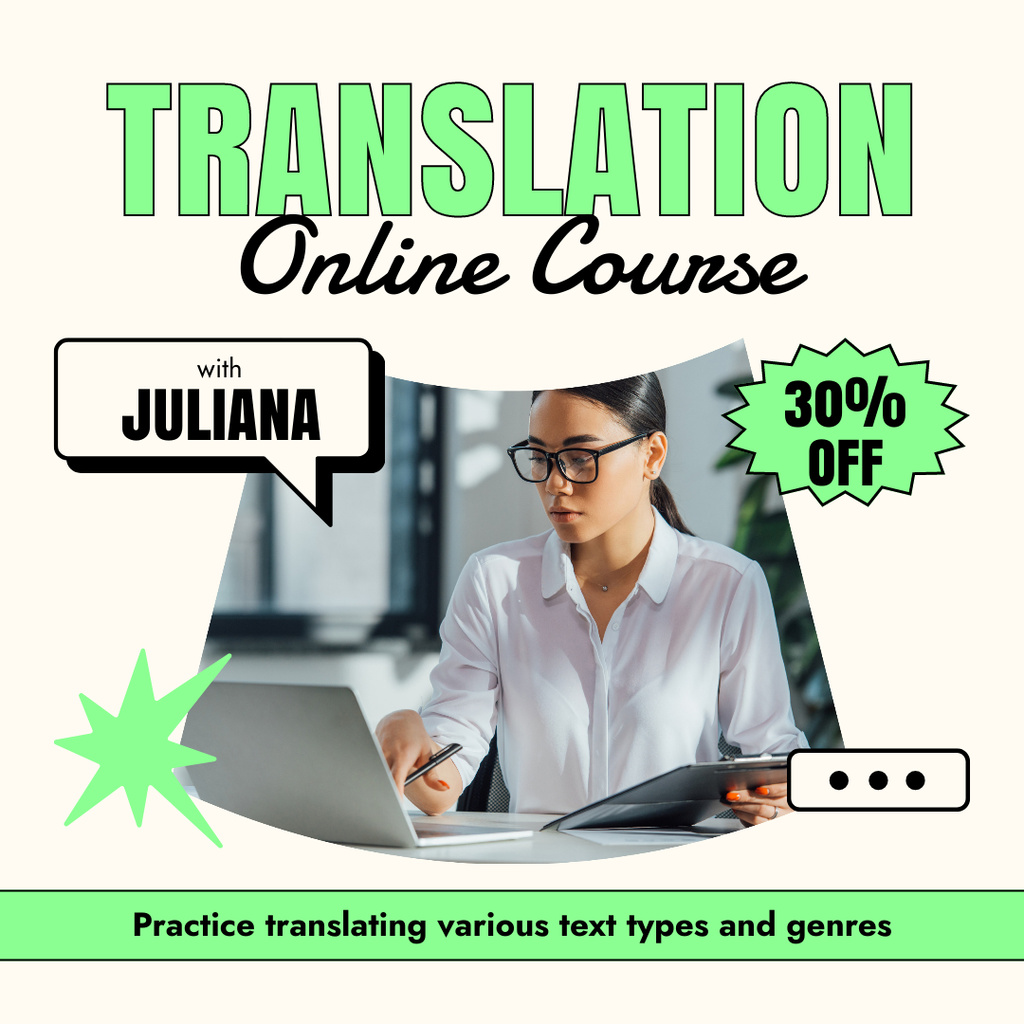 Platilla de diseño Awesome Translation Online Course At Reduced Price Offer Instagram
